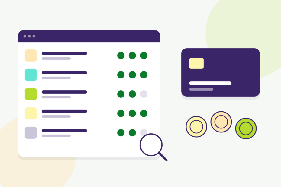 Illustrazione: una checklist per valutare le piattaforme di loyalty accanto a una carta fedeltà e a monete premio